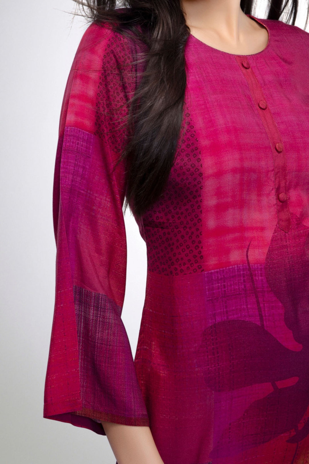 Magenta Digital Print Short Kurti