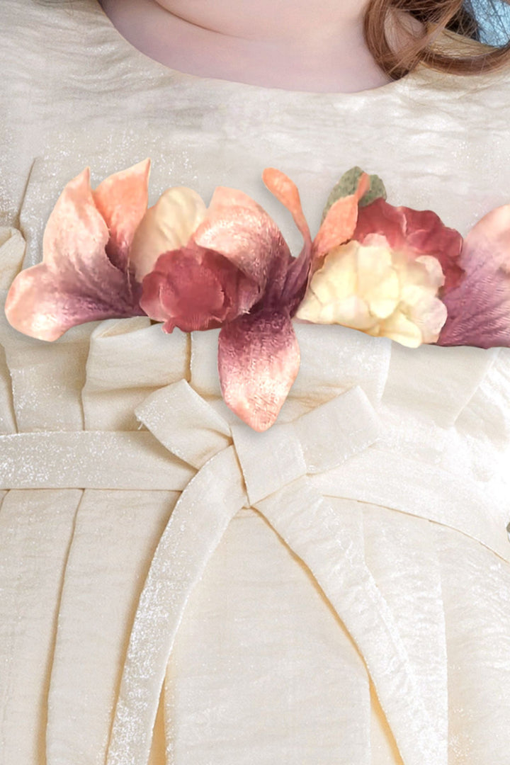 Cream Short Frock For Girls