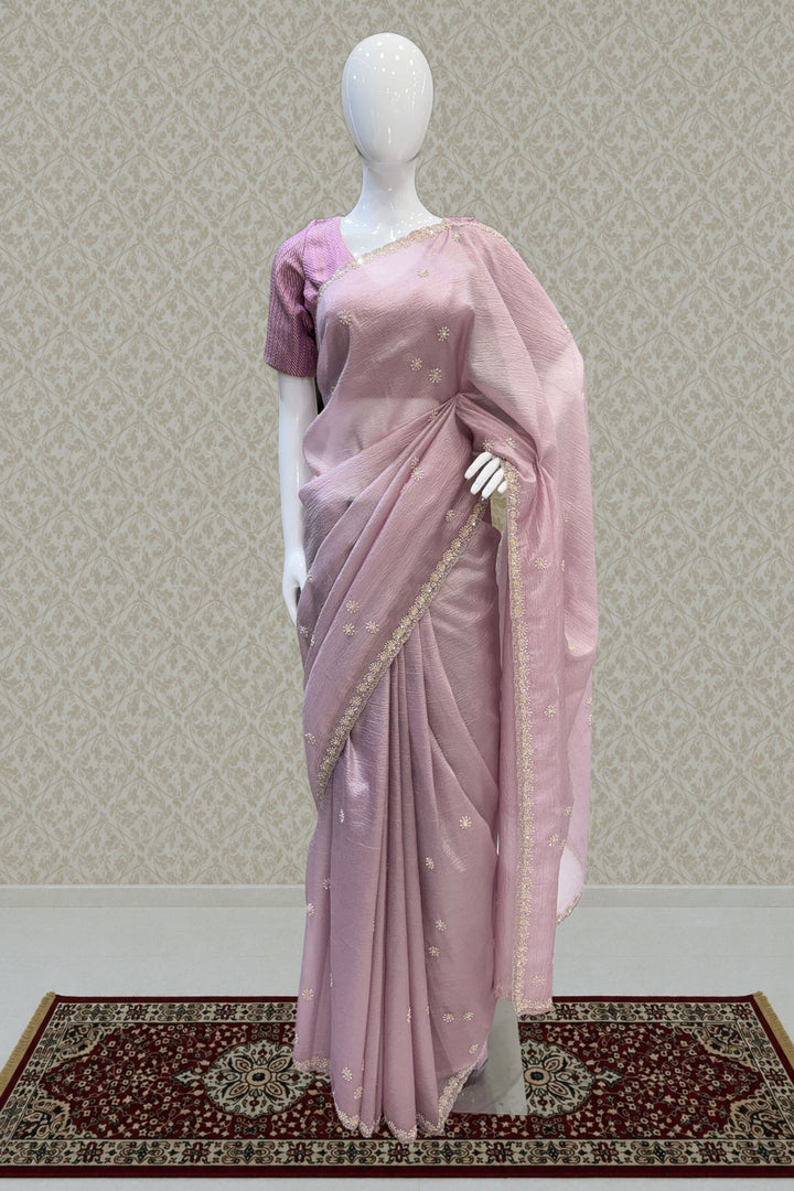 Lavender Saree with Sequins, Pearl and Beads work