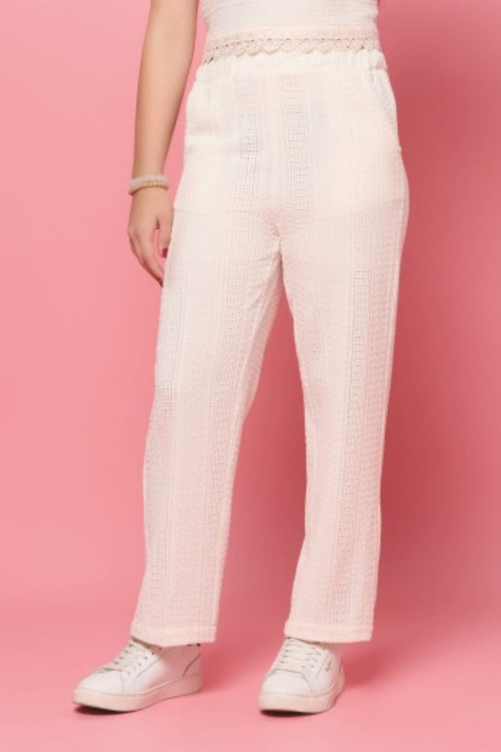 Cream Knitted Co-ord Set for Girls