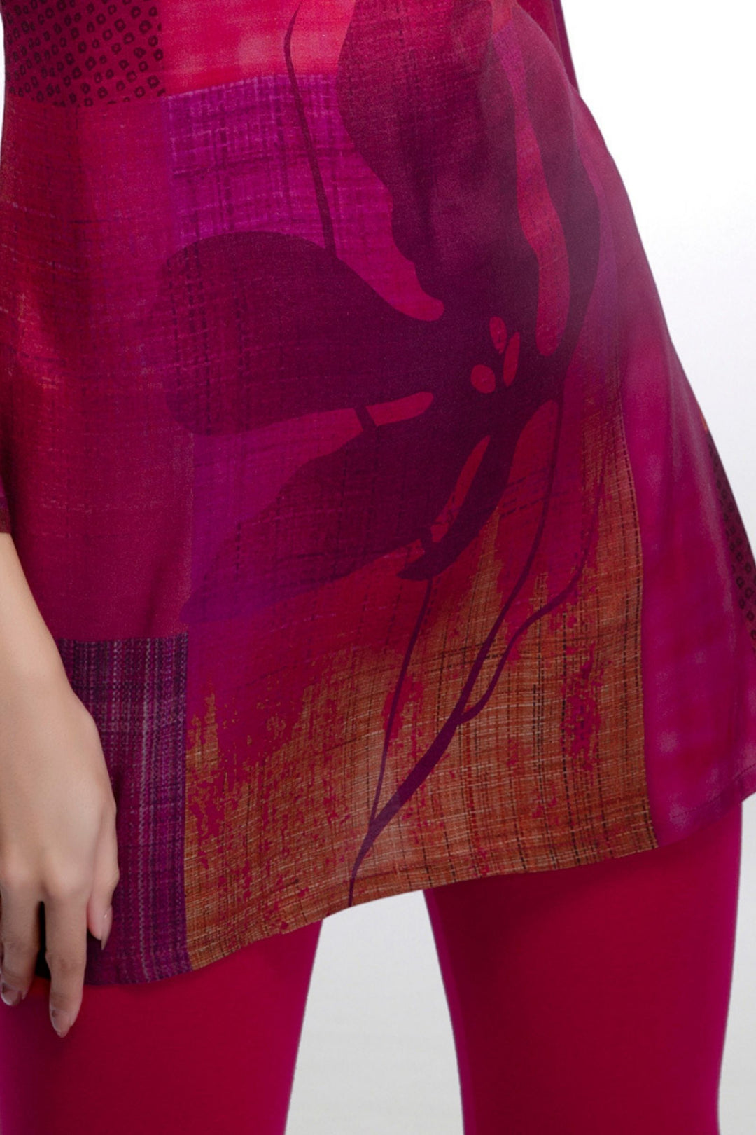 Magenta Digital Print Short Kurti