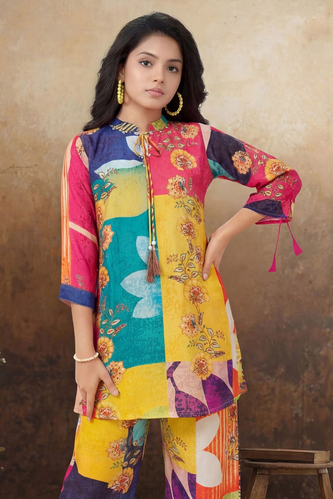 Multicolor Digital Print Co-ord Set for Girls