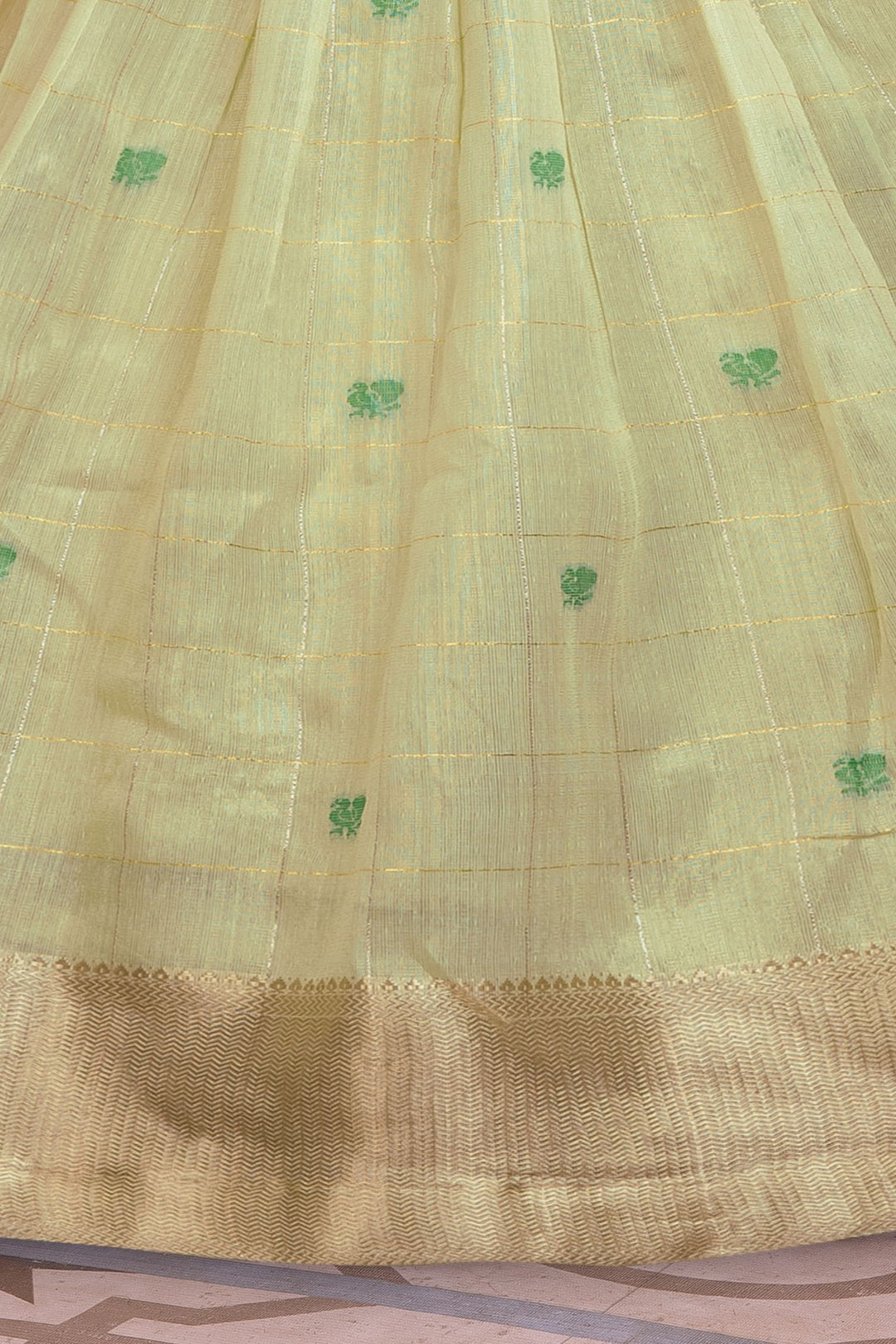 Rani Pink with Pista Green Zardozi, Stone, Beads and Banaras Zari work Lehenga Choli for Girls