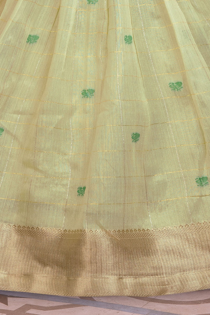Rani Pink with Pista Green Zardozi, Stone, Beads and Banaras Zari work Lehenga Choli for Girls