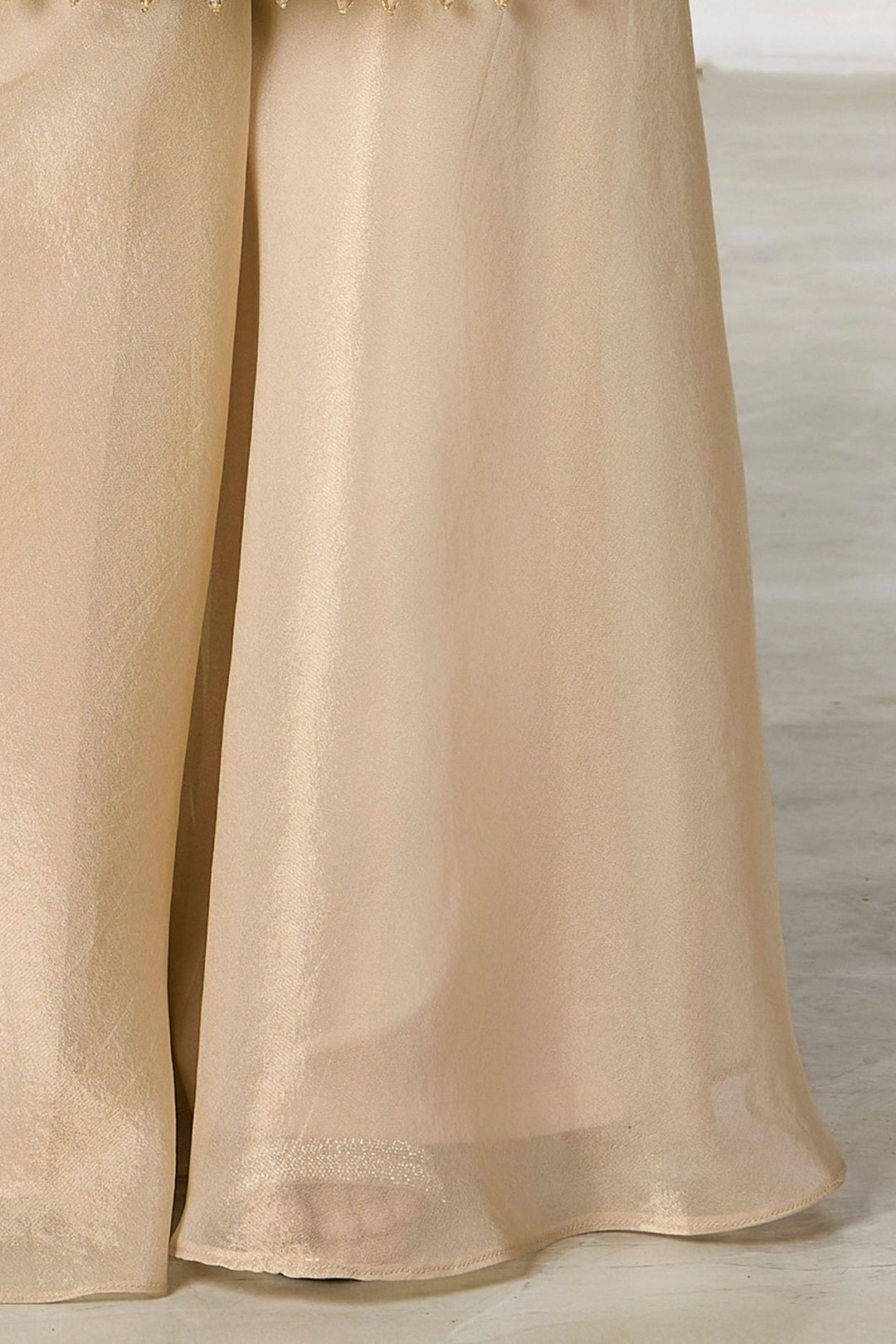 Beige Beads and Sequins work Palazzo Set for Girls