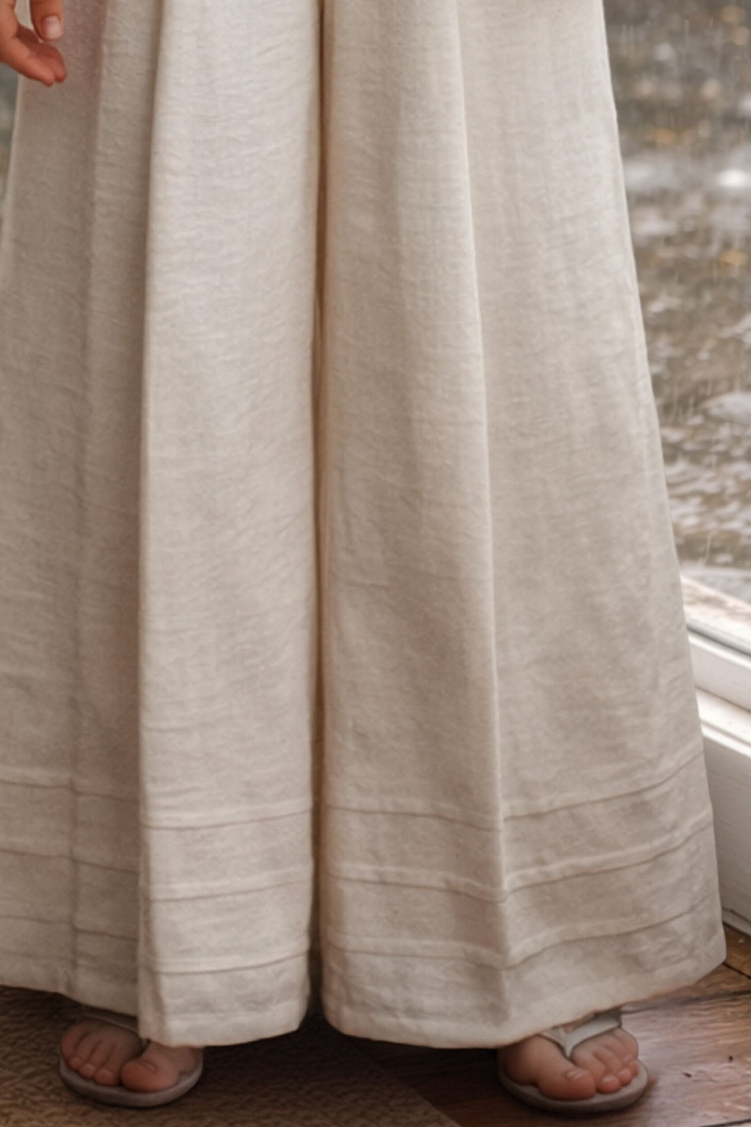 Cream Embroidery work Top and Palazzo Set for Girls