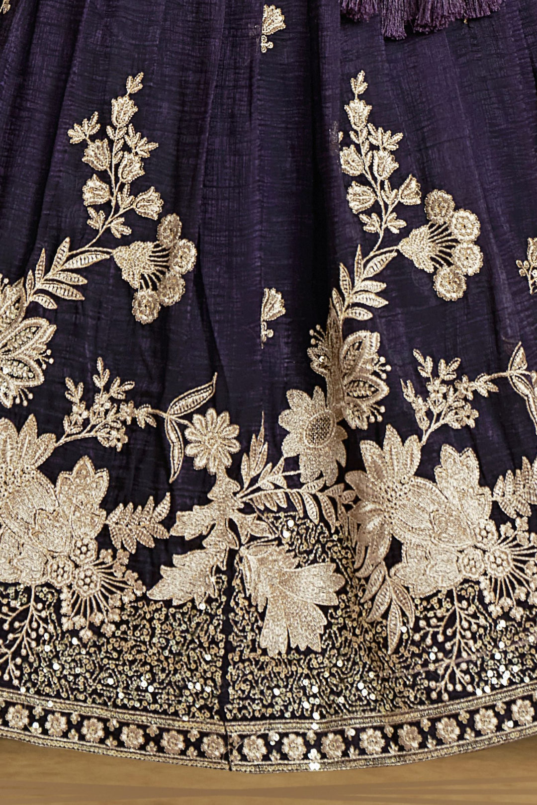 Purple Sequins and Zari work Lehenga Choli for Girls