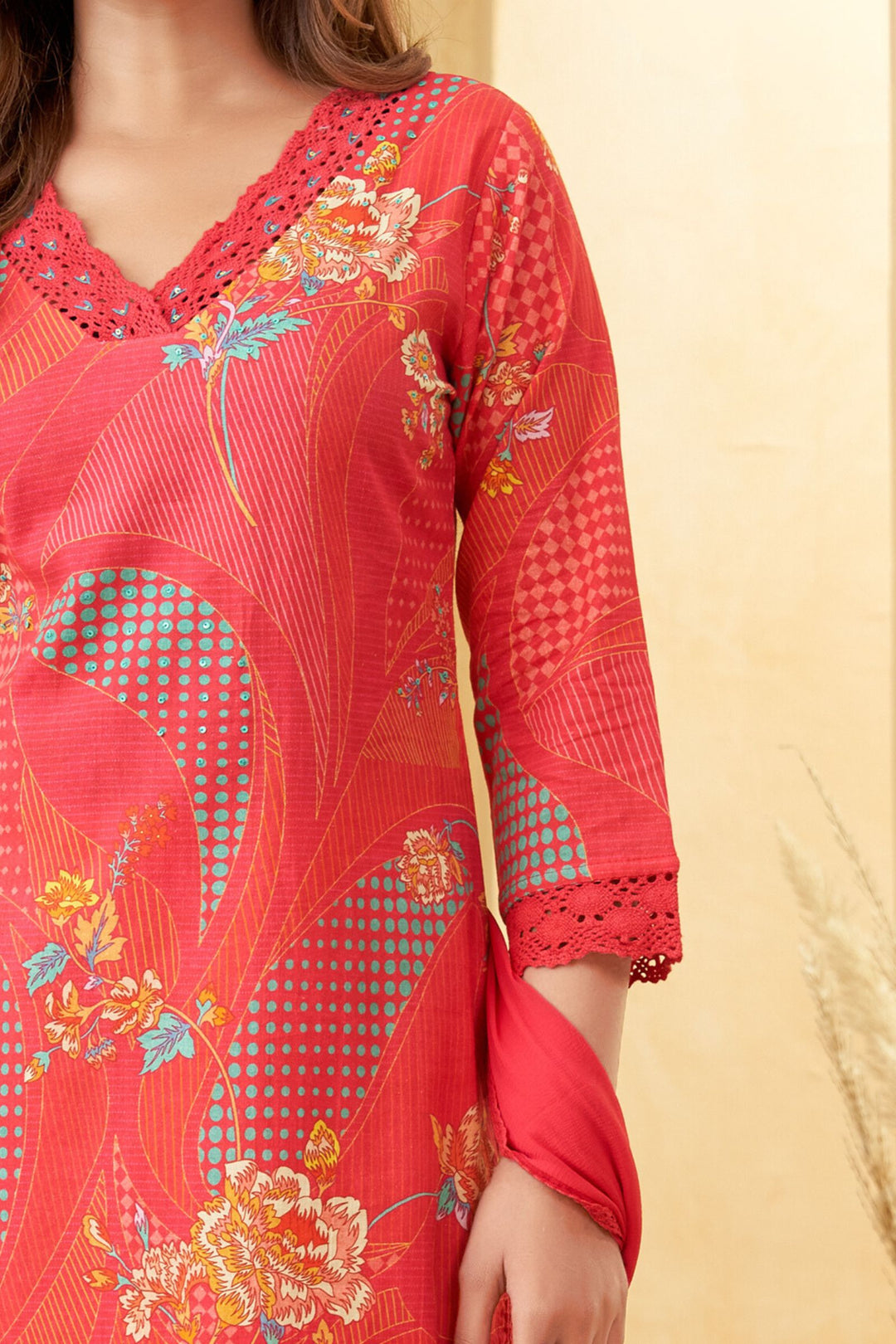 Pink Sequins work with Digital Print Straight Cut Salwar Suit