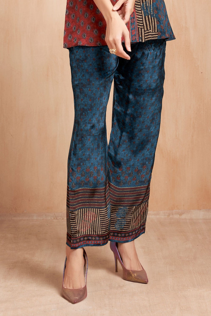 Navy Blue Ajrakh Print Cord Set