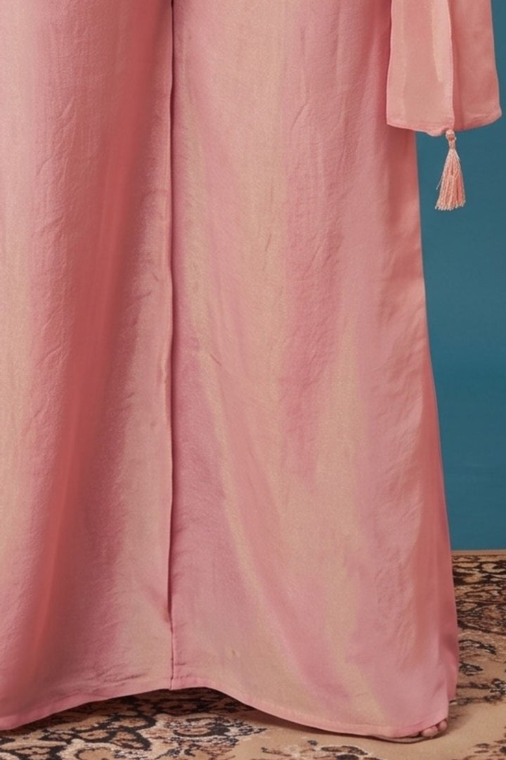 Baby Pink Beads and Sequins work Palazzo Salwar Suit