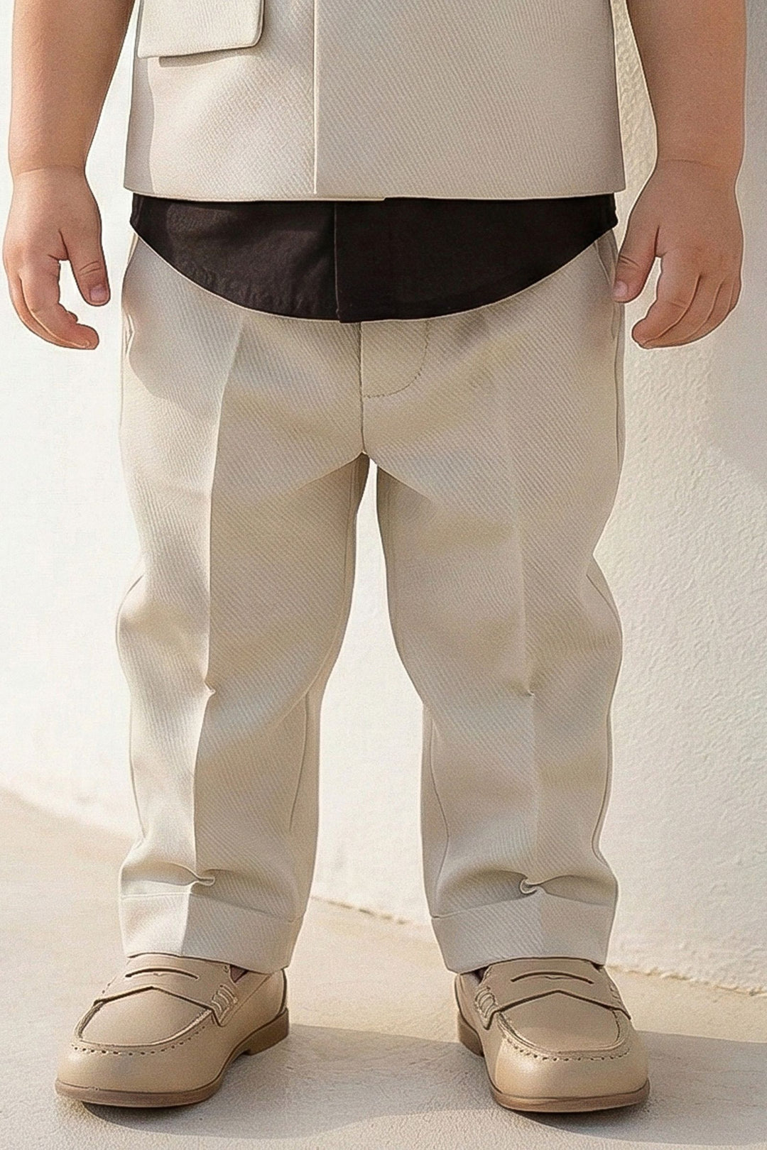Cream with Brown Waist Coat Set for Boys