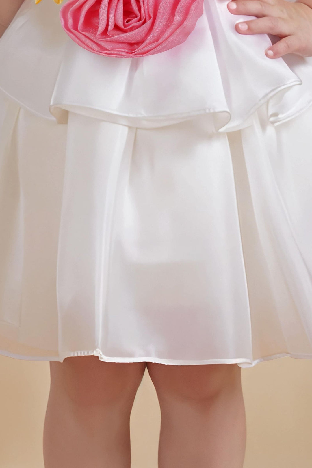 White Partywear Short Frock for Girls