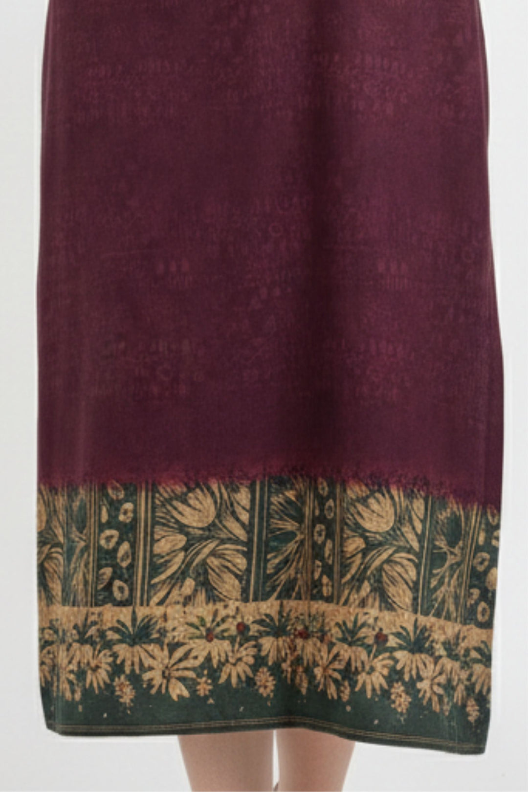 Wine Mirror and Zari work with Digital Print Calf Length Kurti
