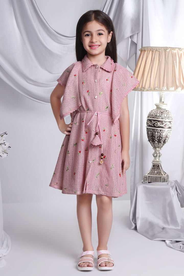 Pink Knitted Short Frock For Girls