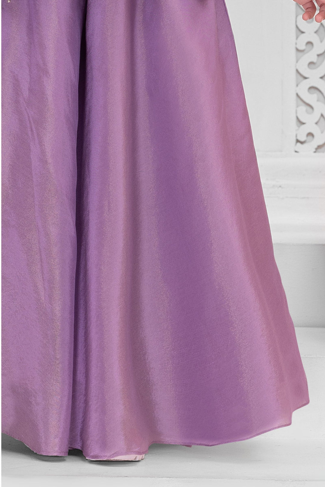 Girls Lavender Zardozi, Beads and Zari work Peplum Palazzo Set