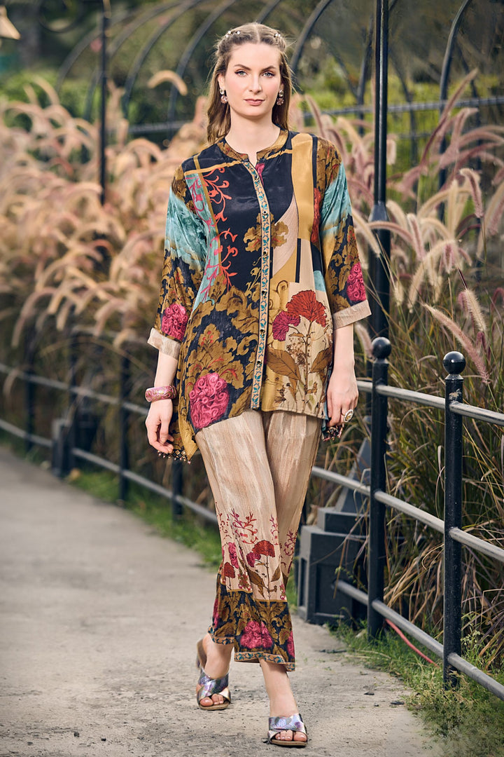 Gold with Multicolor Digital Print Cord Set