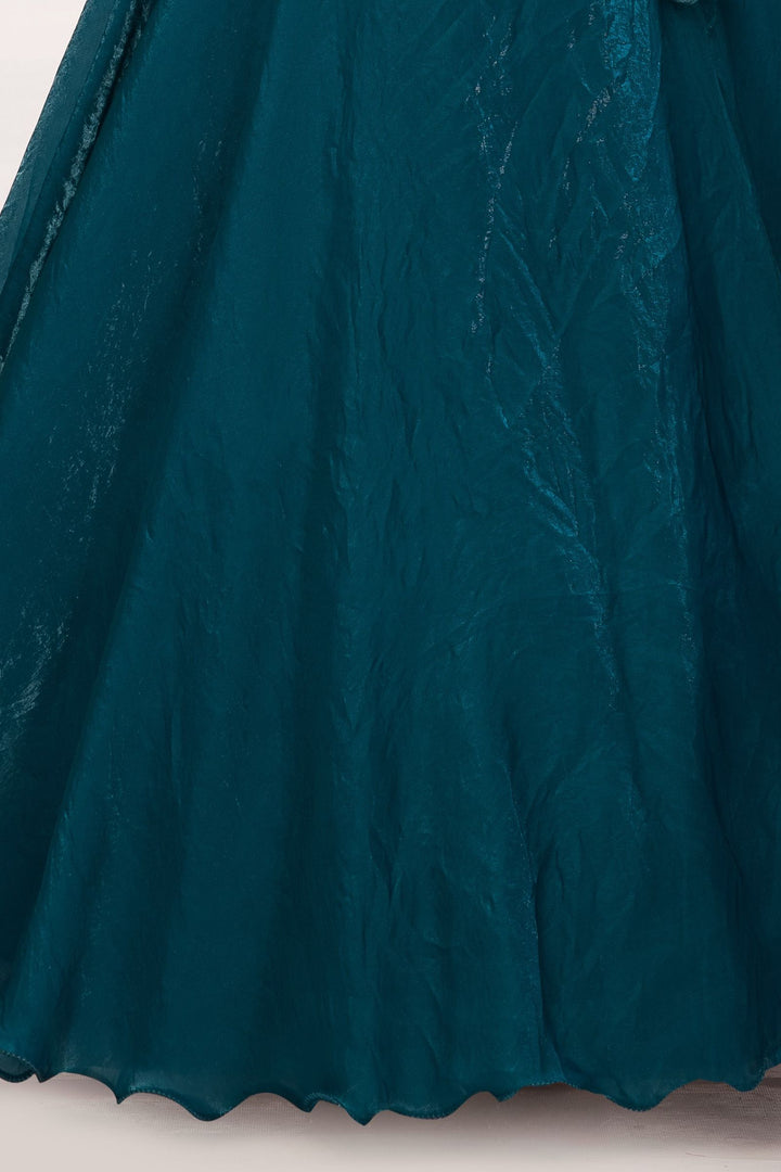 Rama Blue Mirror, Stone, Thread and Zari work Lehenga Choli for Girls