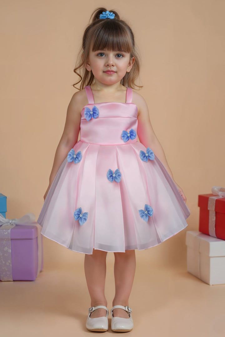 Baby Pink Partywear Short Frock for Girls