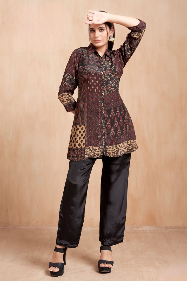 Black with Multicolor Digital Print Cord Set