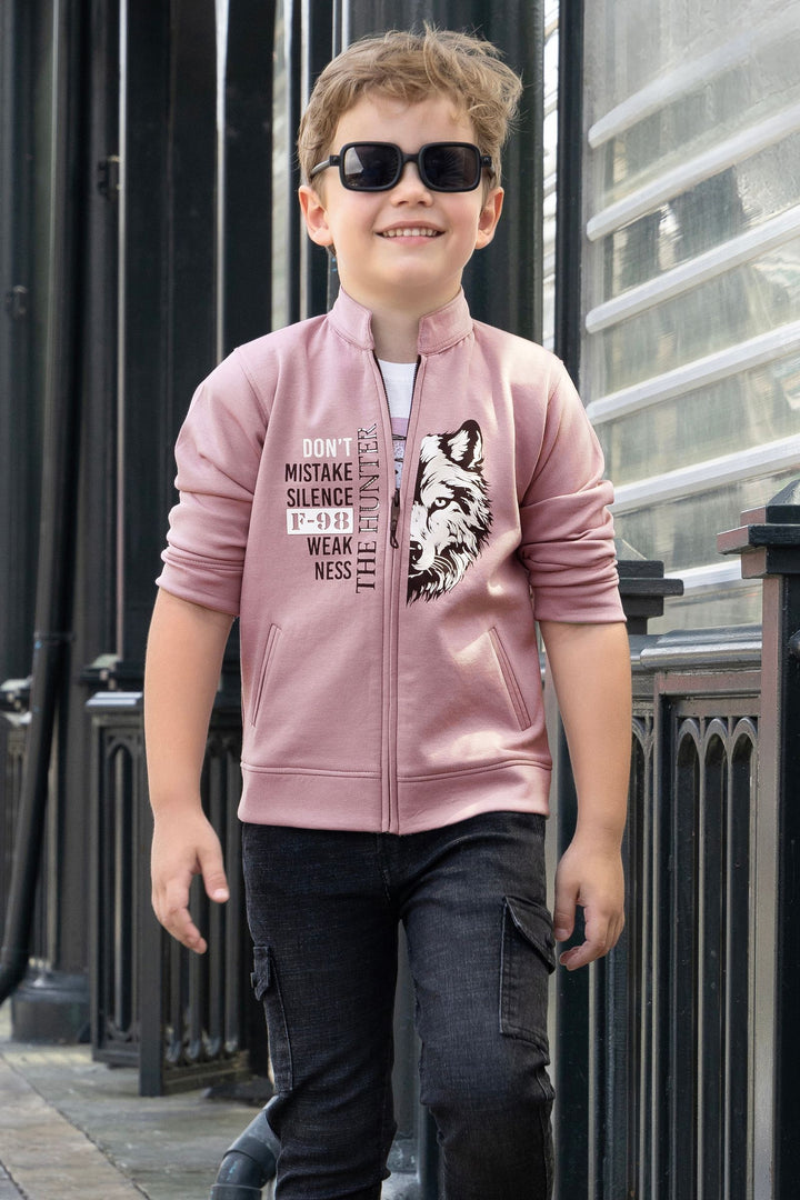 Onion Blazer, White Printed T-Shirt and Black Pant Set for Boys