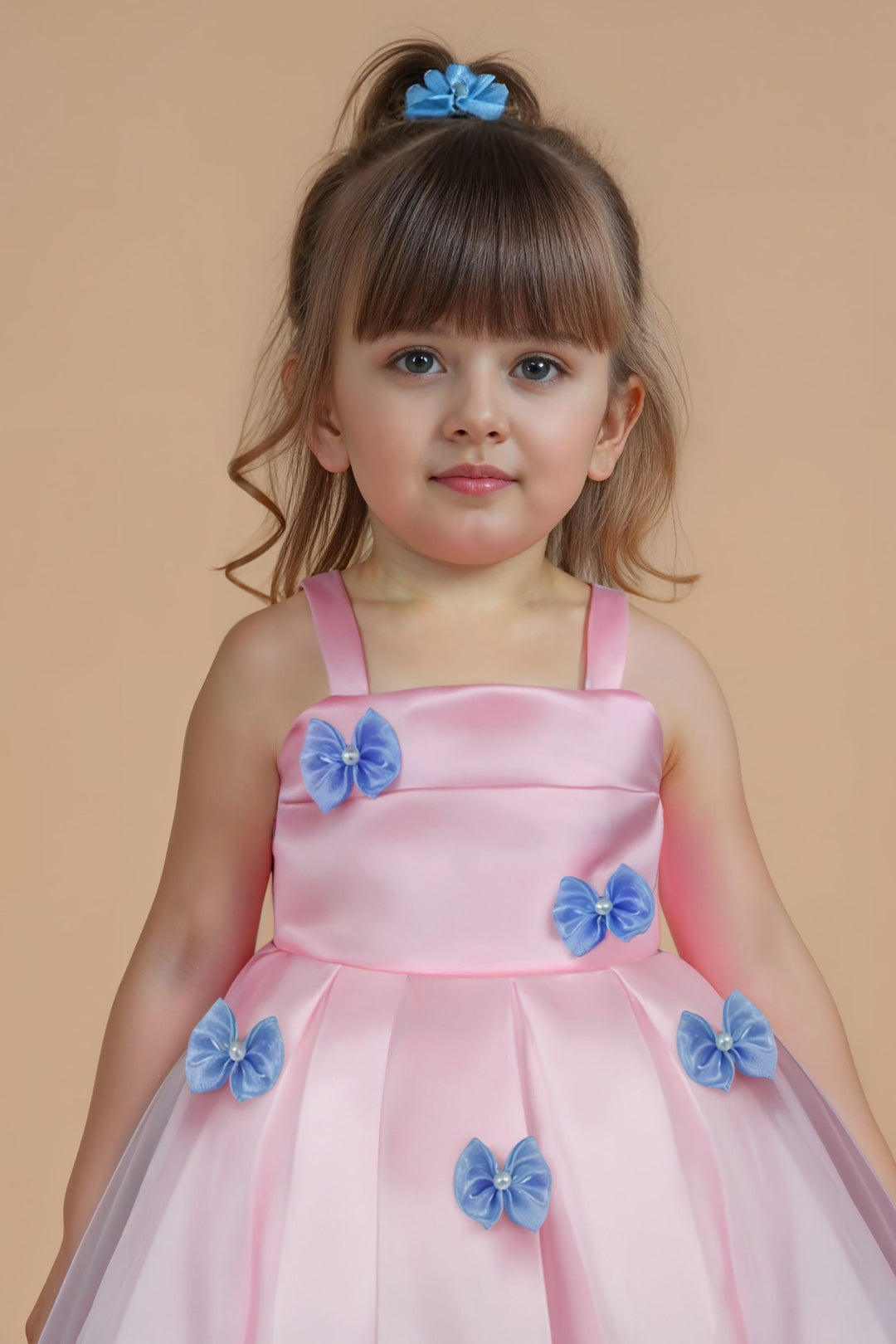 Baby Pink Partywear Short Frock for Girls