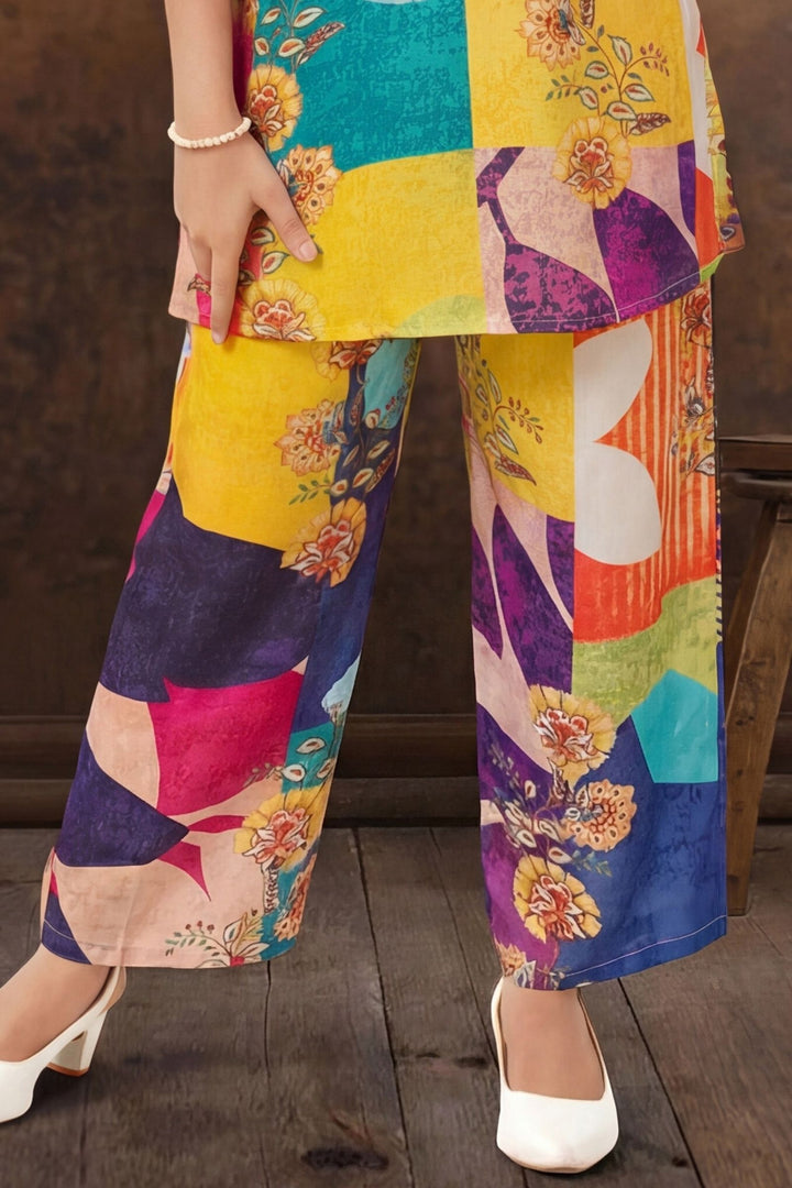 Multicolor Digital Print Co-ord Set for Girls