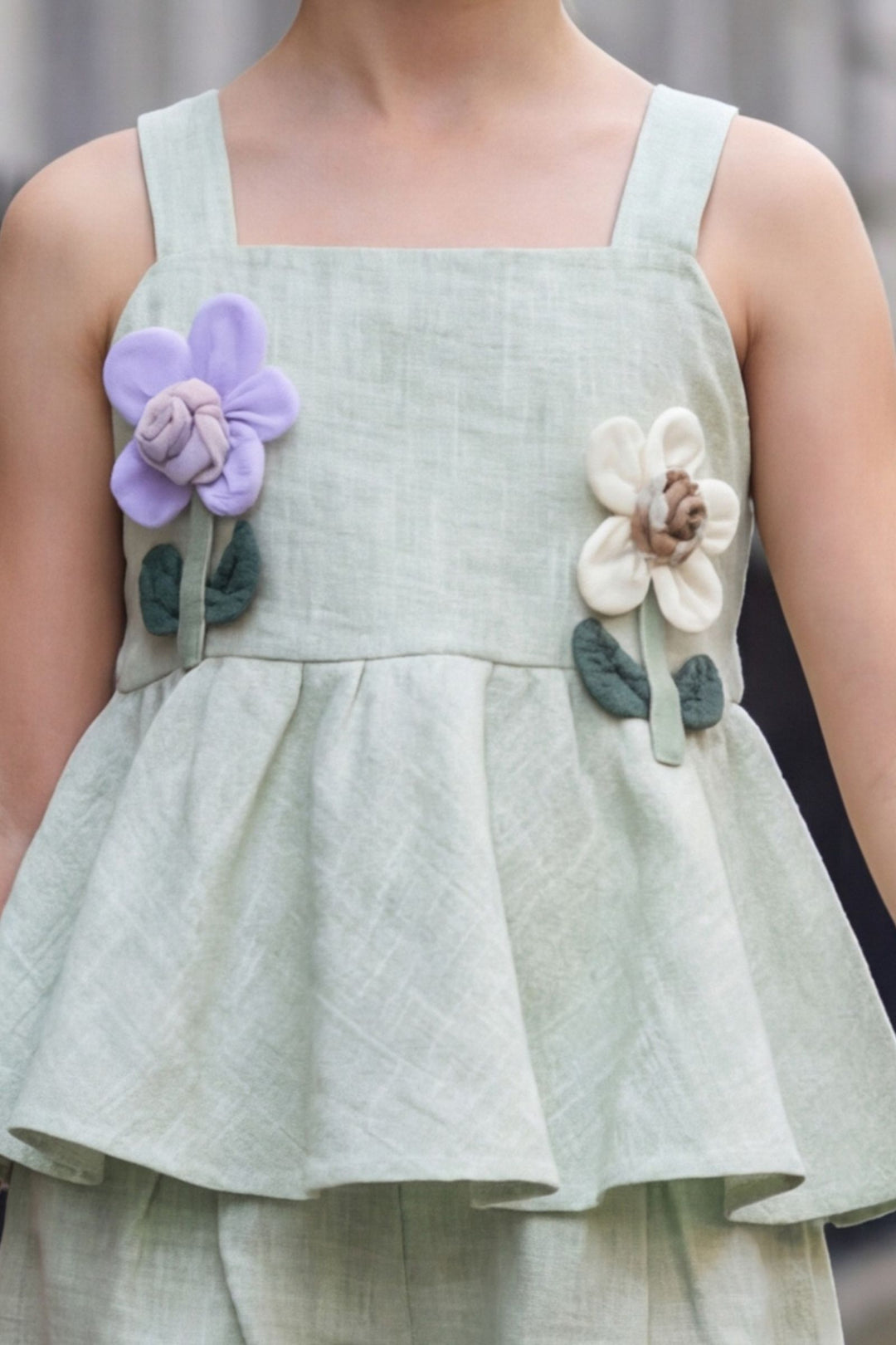 Light Green Top and Shorts For Girls
