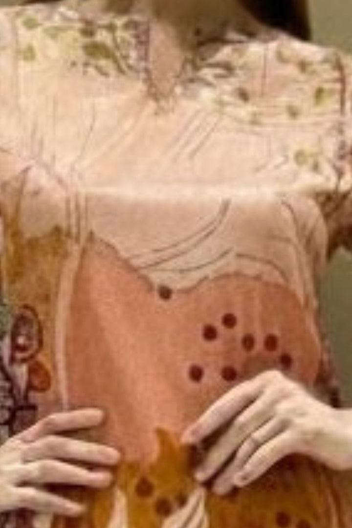 Peach with Maroon Sequins and Thread work with Digital Print Straight Cut Salwar Suit