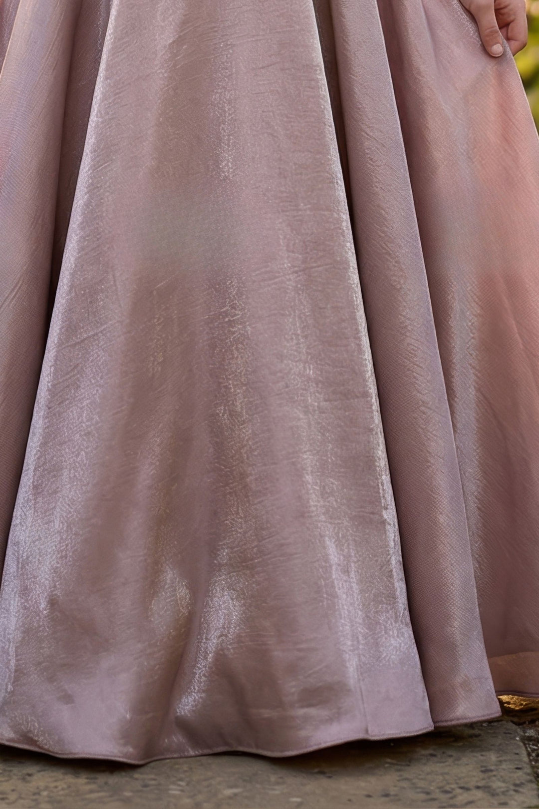 Onion Pink Stone work Long Party Gown for Girls