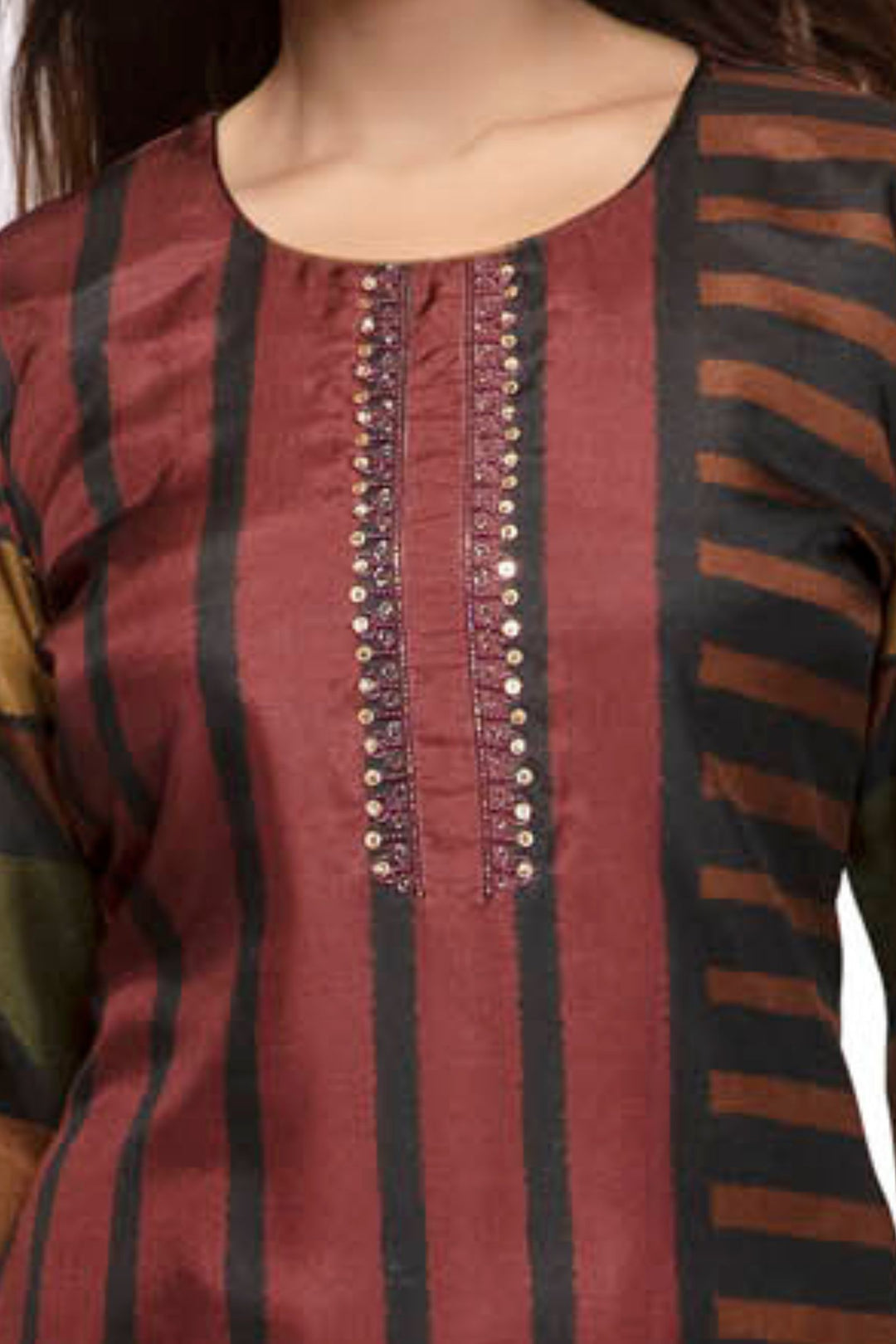 Maroon Floral Printed Straight Kurta