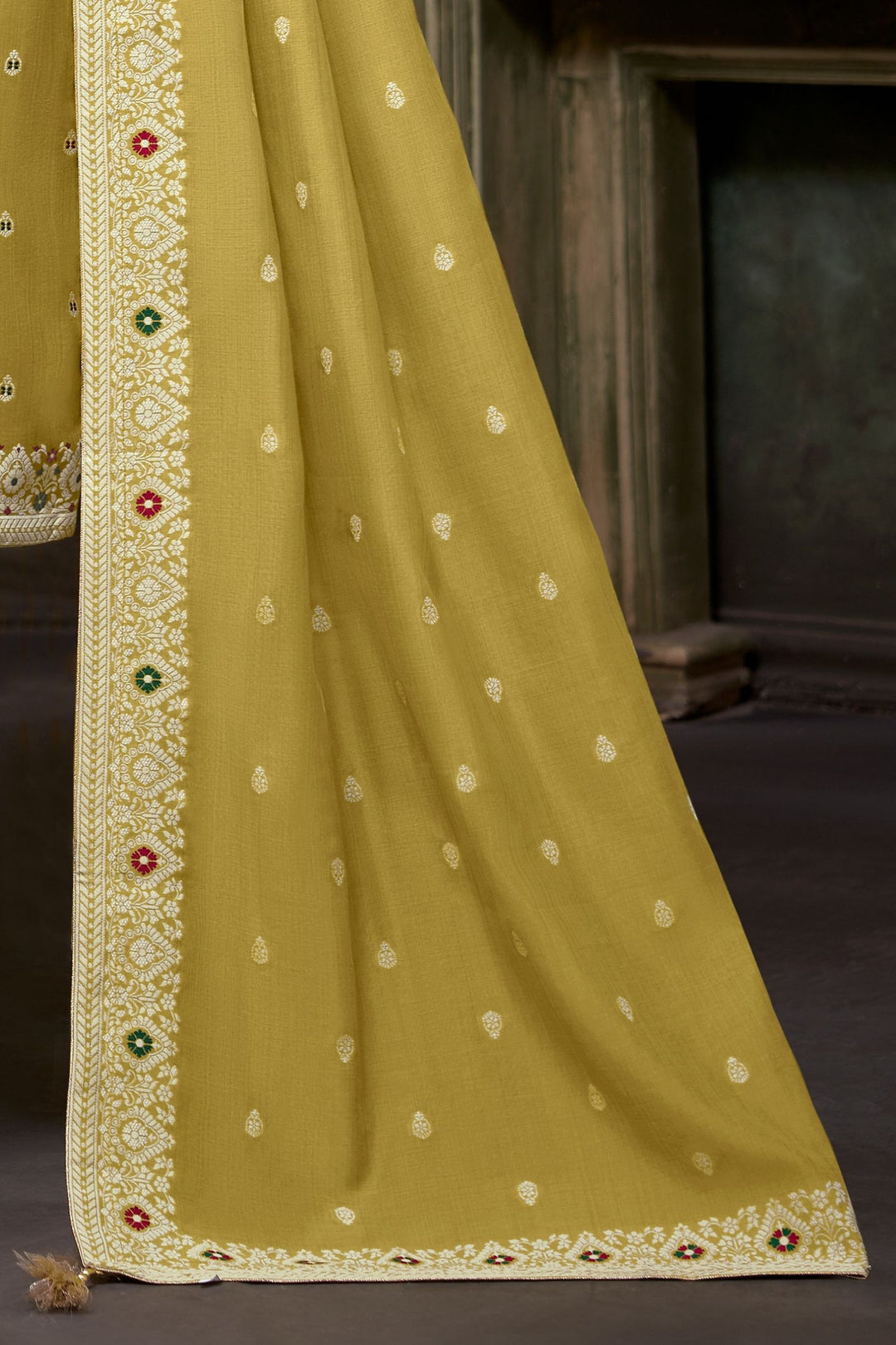 Olive Green Multicolor Embroidery, Zardozi and Stone work Straight Cut Salwar Suit