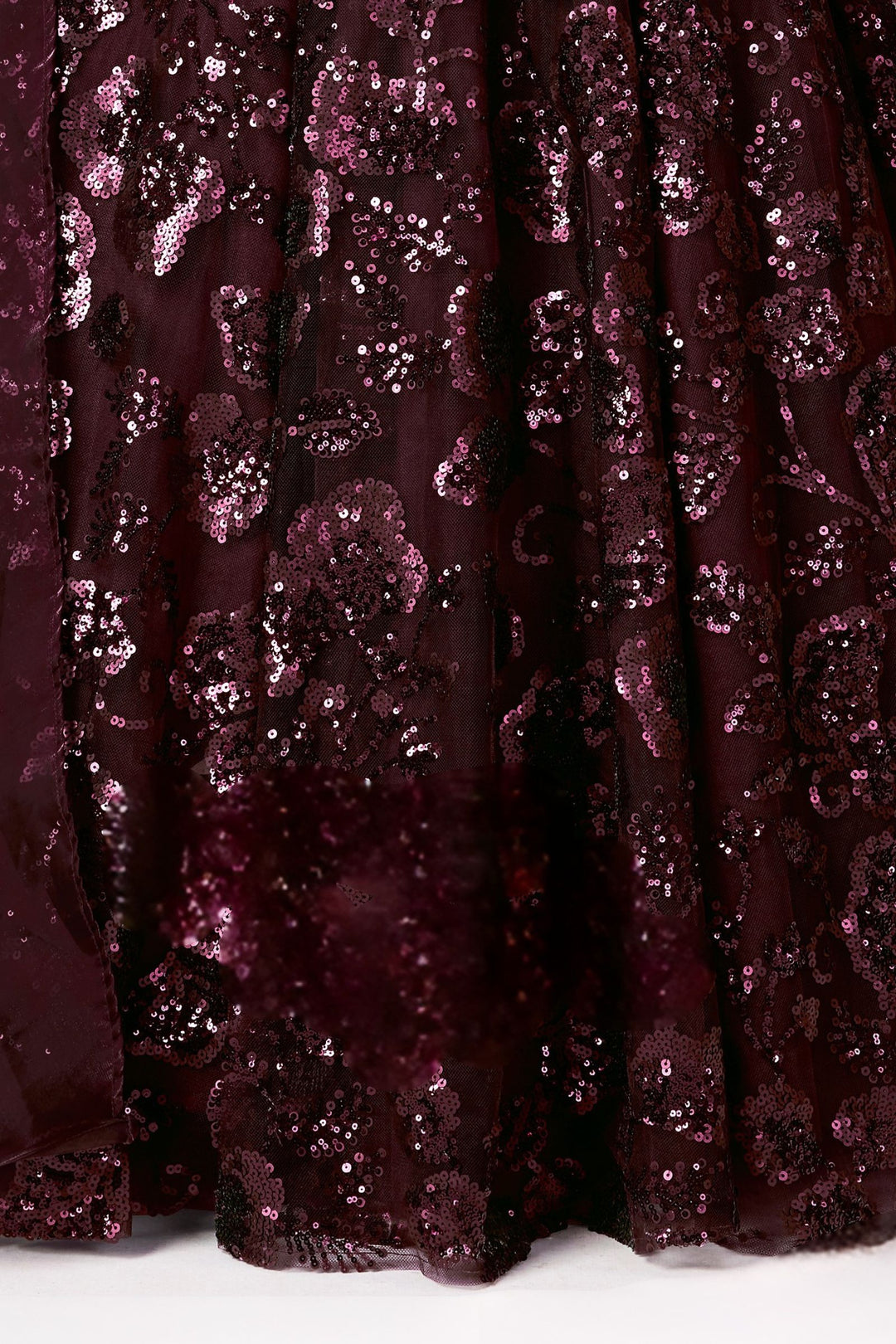 Wine Sequins work Long Party Gown for Girls