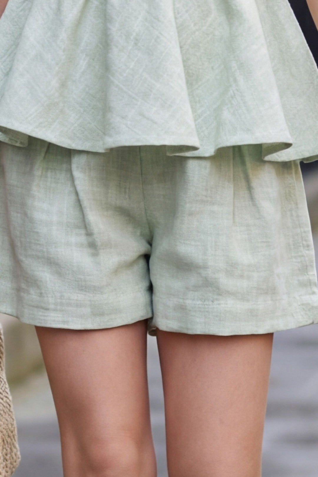 Light Green Top and Shorts For Girls
