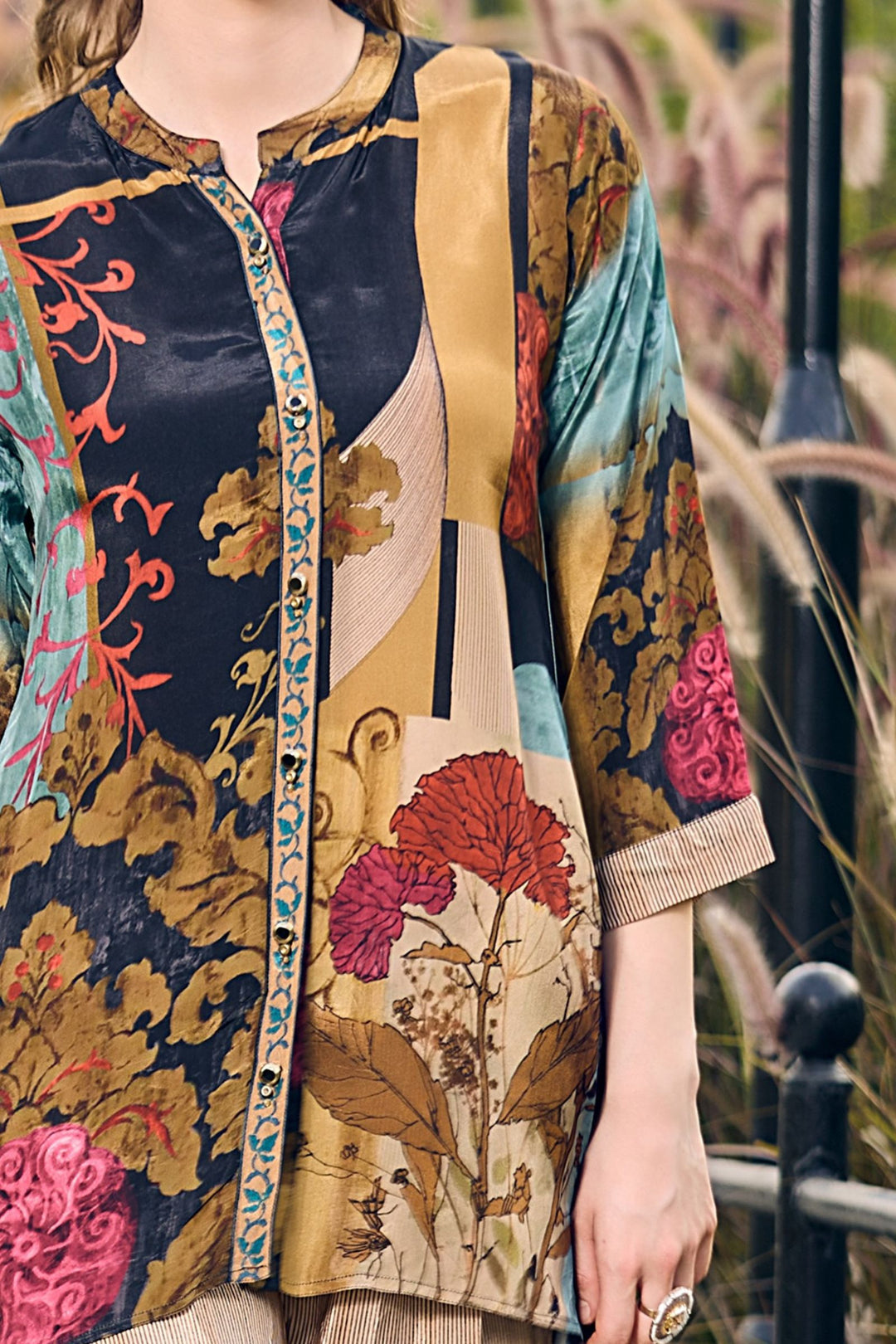Gold with Multicolor Digital Print Cord Set