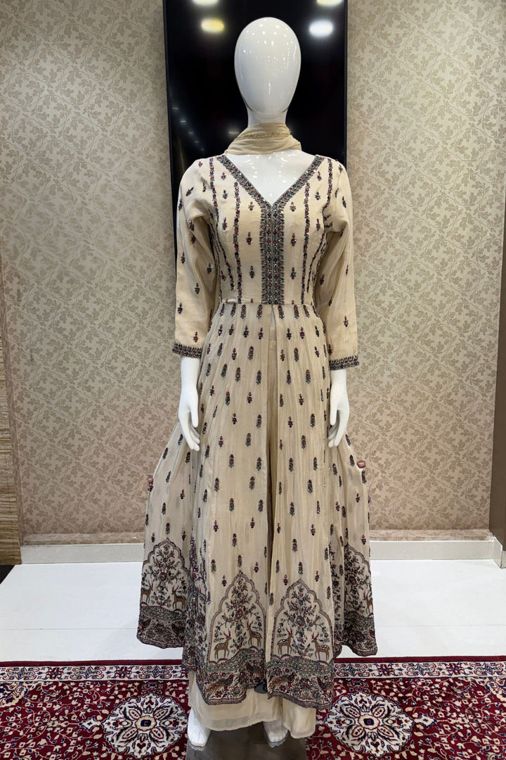 Mastani Style Palazzo Set with Beads and Sequins Work Featuring Detailed Animal Motifs
