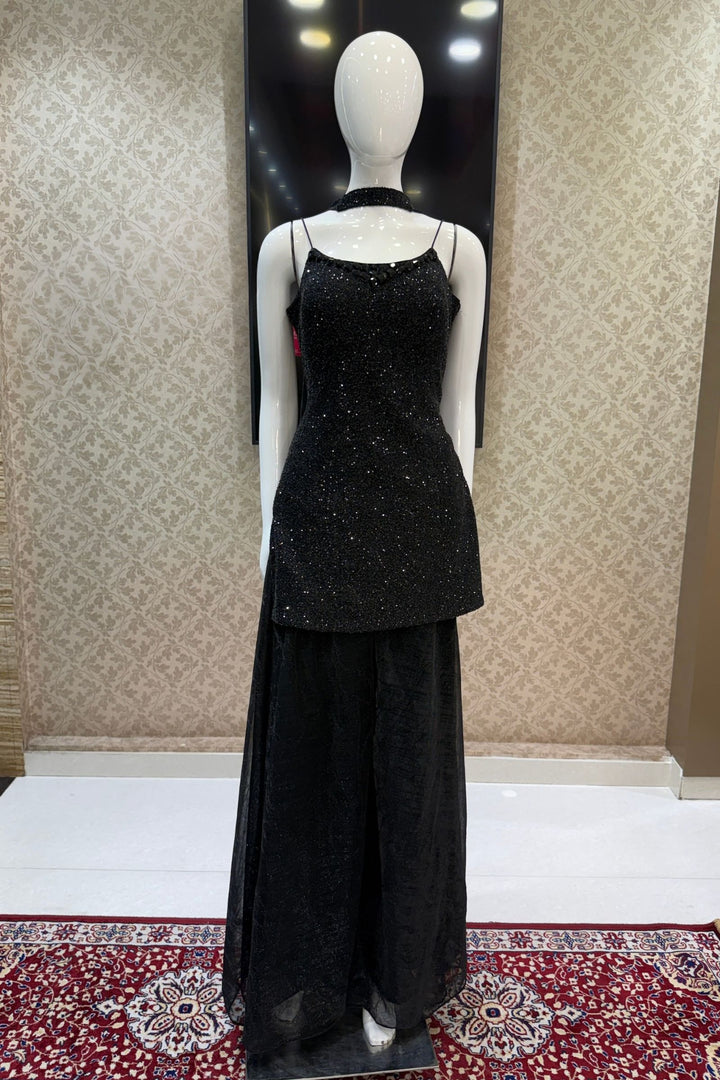 Black Sequins and Stone work Palazzo Salwar Suit