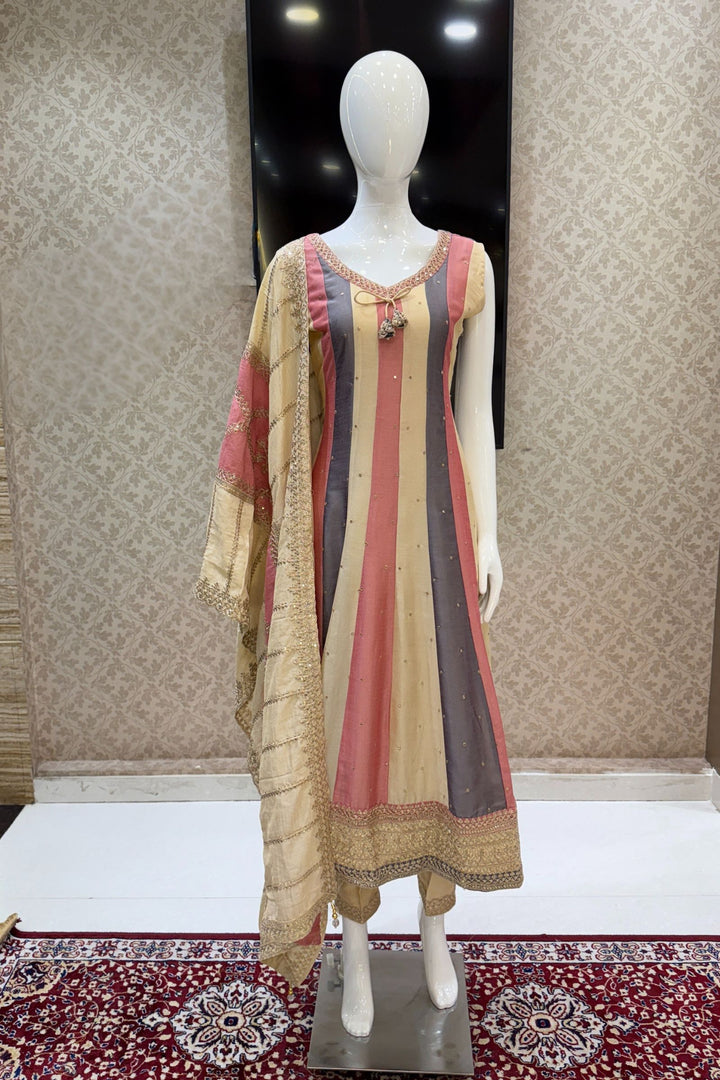 Multicolor Sequins and Zari Thread work Anarkali Style Salwar