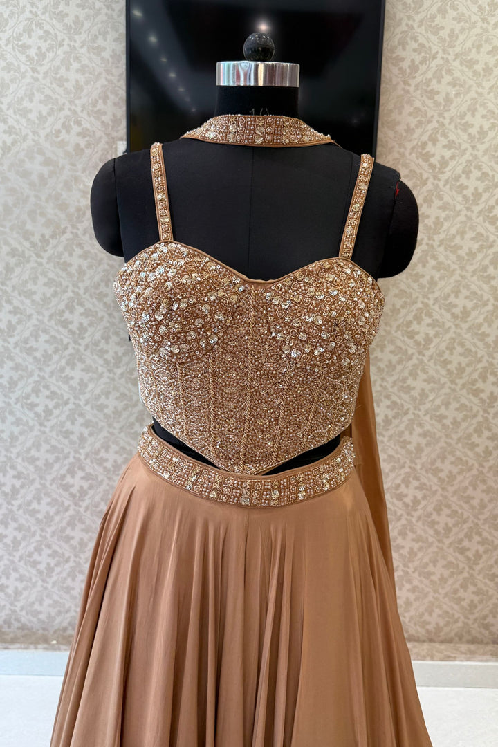 Chiku Beads and Sequins work Crop Top Lehenga