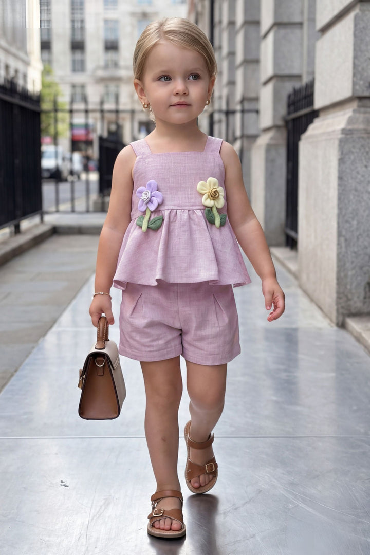 Light Lilac Top and Shorts For Girls