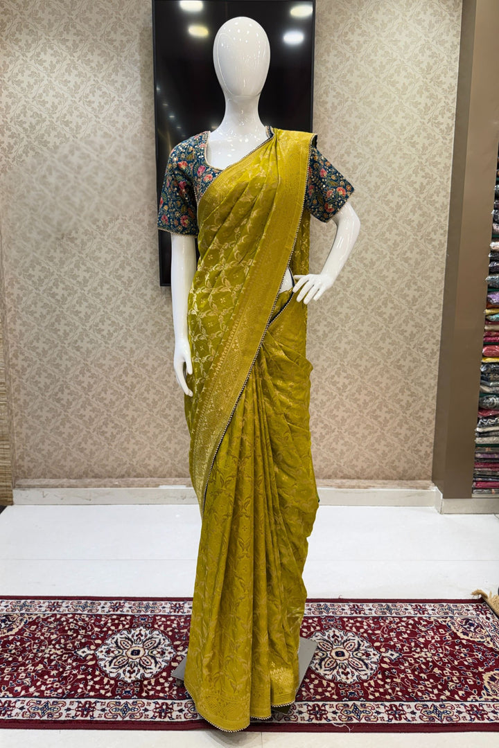 Liril Green Banaras work Saree