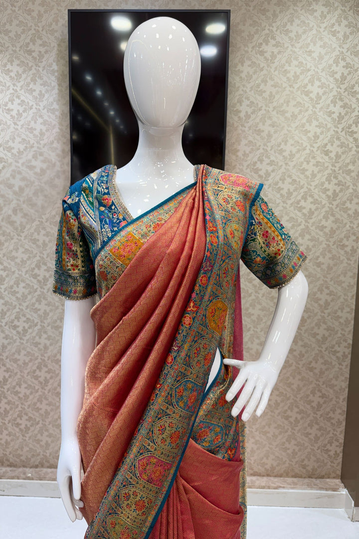 Rani Pink Banaras work Saree