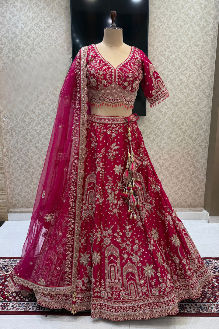 Rani Pink Royal Heritage Motif Wedding Lehenga