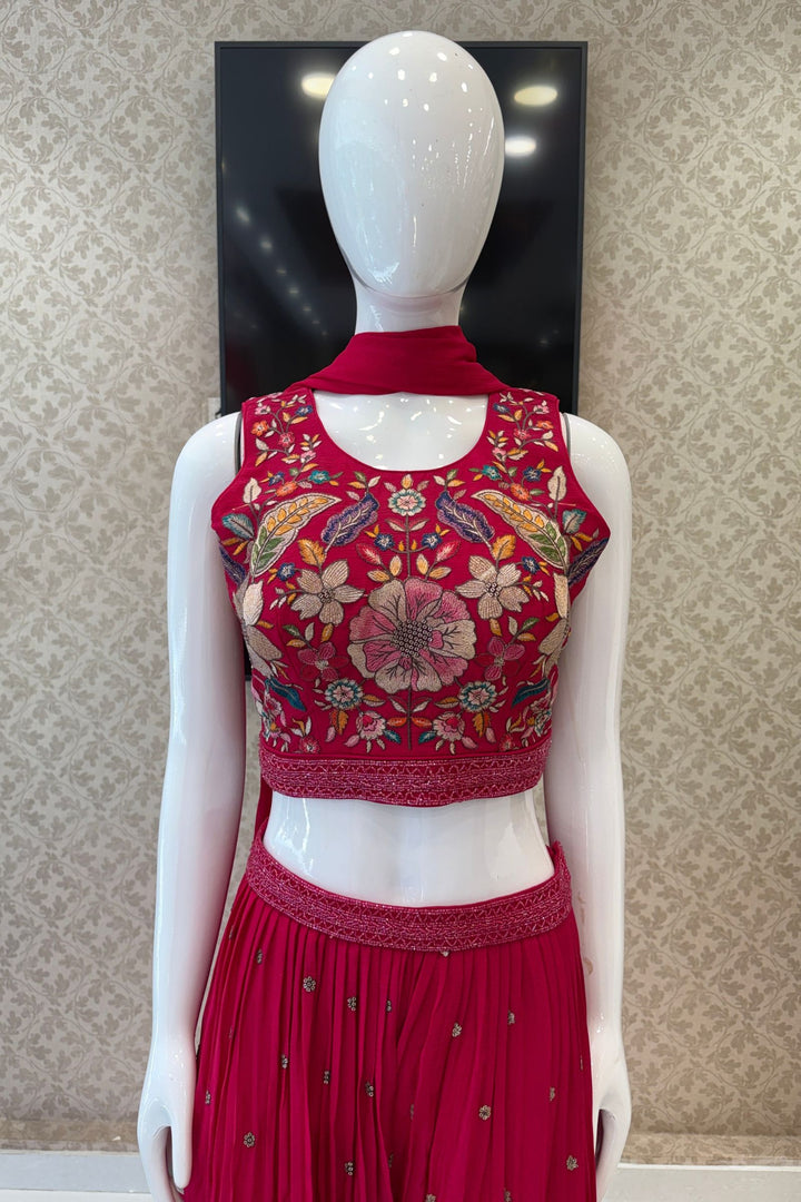 Rani Pink Floral Embroidered Palazzo Set