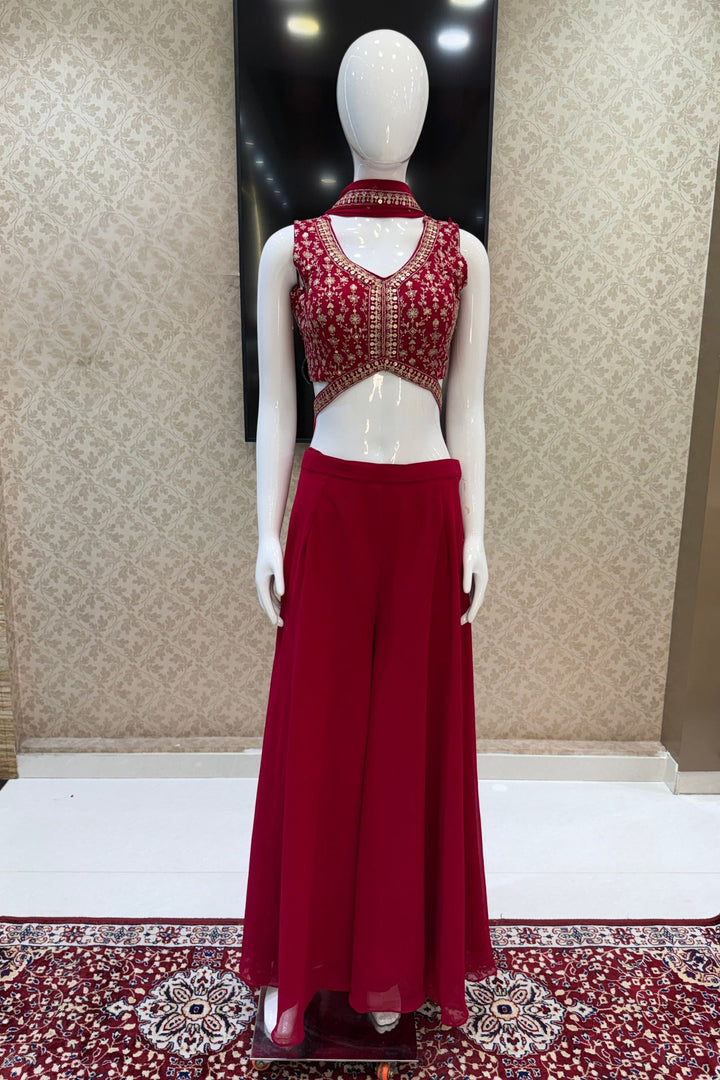 Rani Pink Sequins and Zari work Palazzo Suit Set