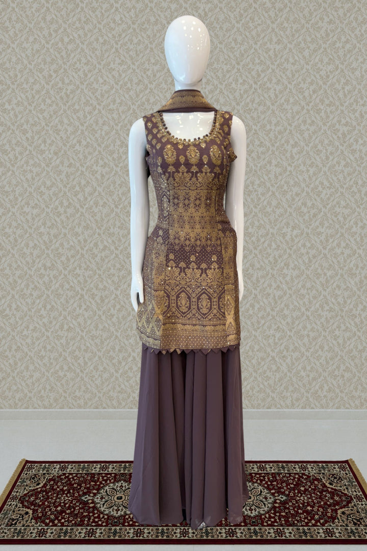 Elegant Palazzo Set with Intricate Stone, Beads and Banaras