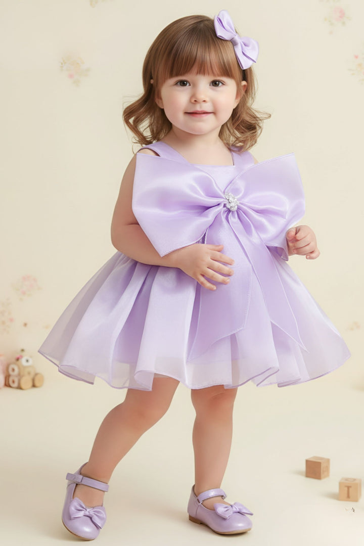 Lavender Partywear Short Frock for Girls