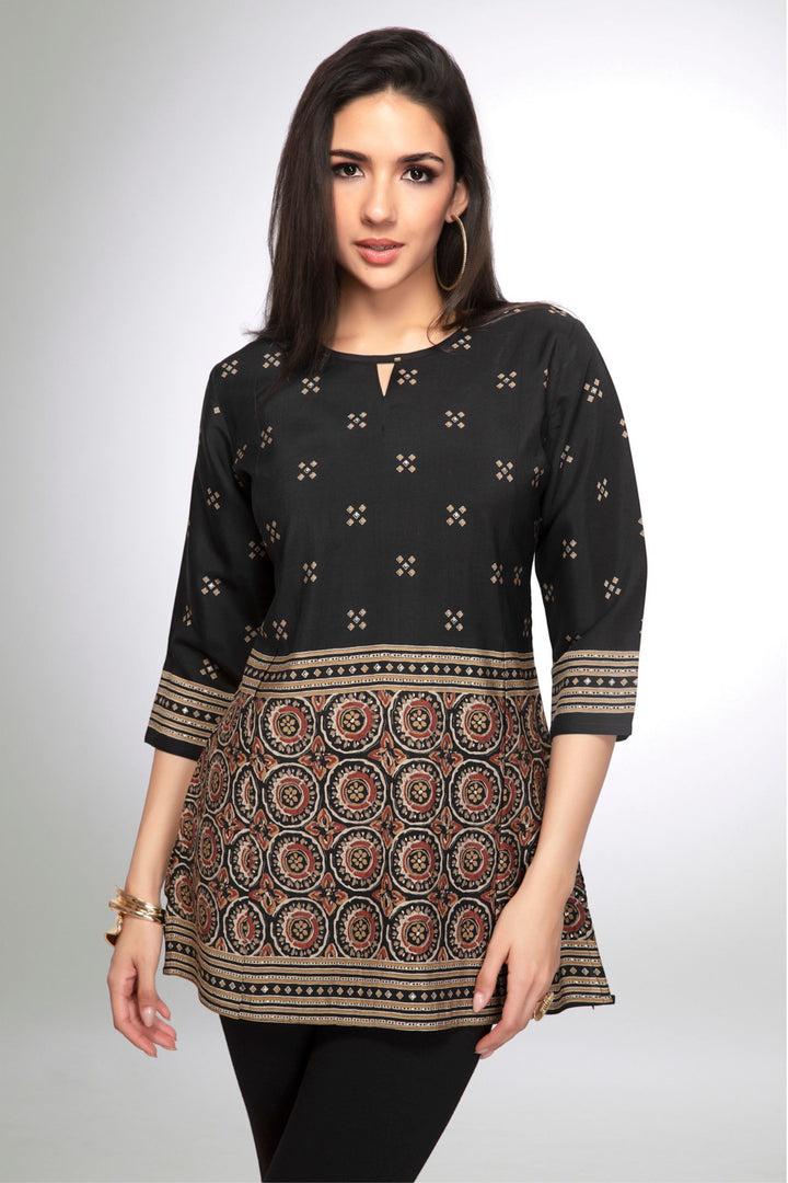 Black with Digital Print Short Kurti