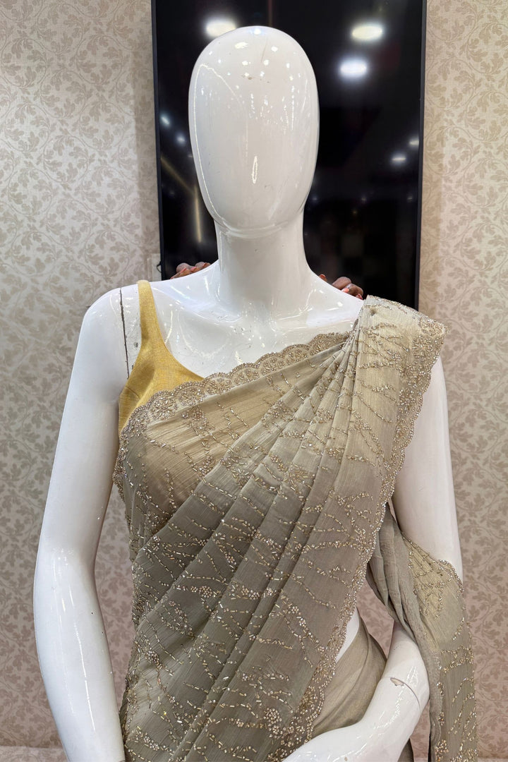 Light Pista Green Saree Featuring Stone and Beads work