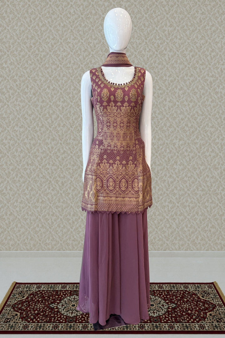 Elegant Palazzo Set with Intricate Stone, Beads and Banaras