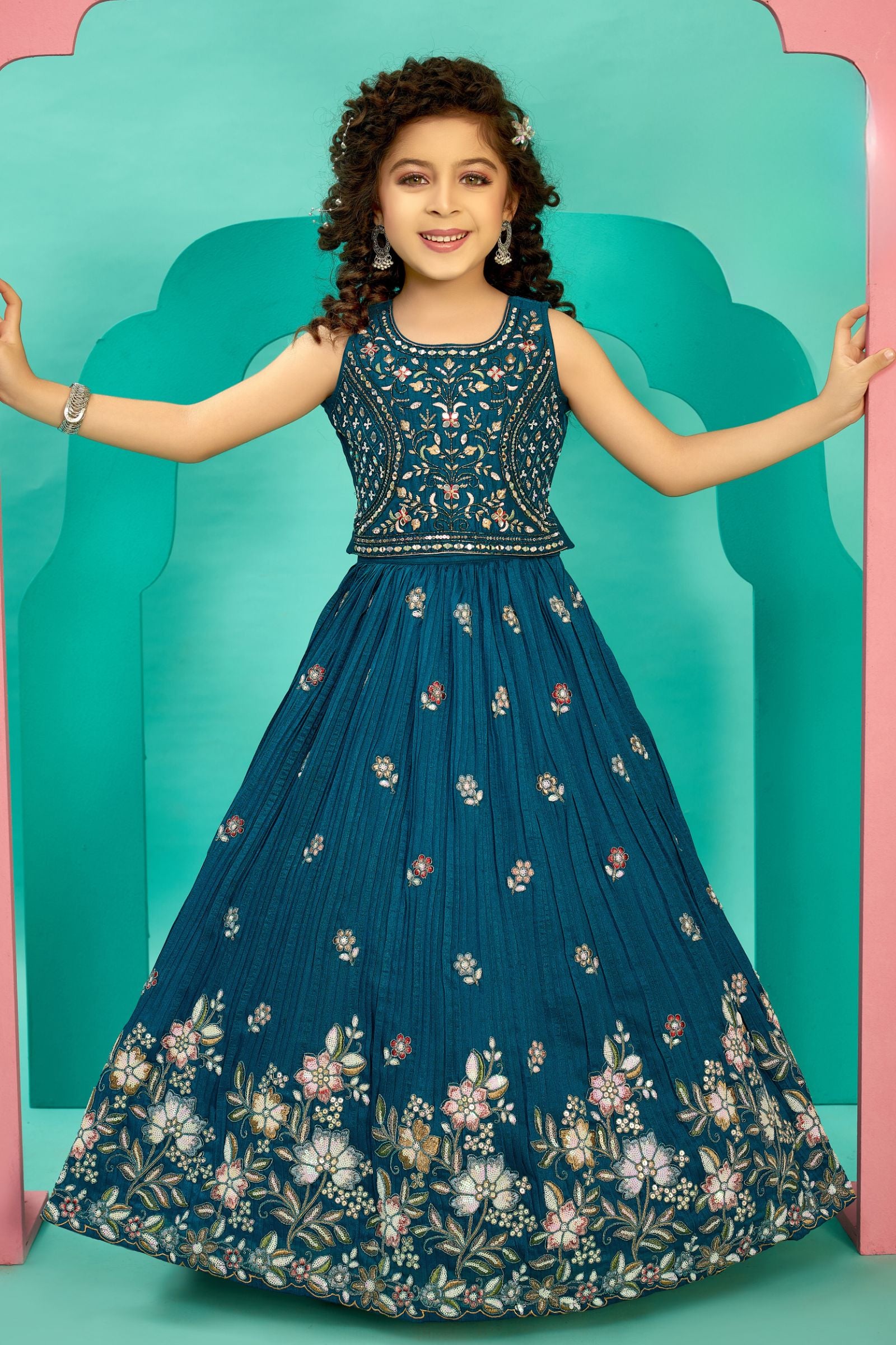 Buy Piludi Girls Black Embroidered Art Silk Lehenga & Choli | Girls Lehenga  Choli | Girls Ethnic Wear | Kids Ethnic Wear Online at Best Prices in India  - JioMart.